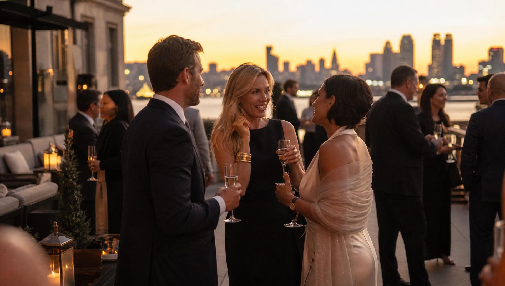 A hosted evening of luxury hospitality professionals in warm candlelight