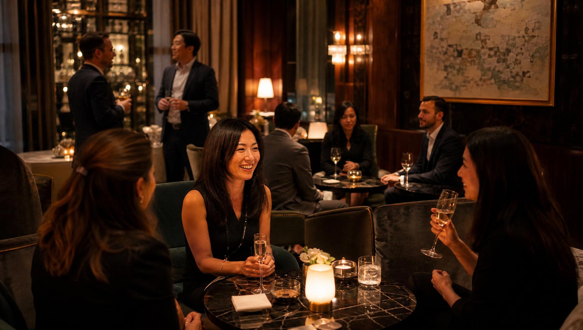 Hospitality professionals in conversation at a curated event